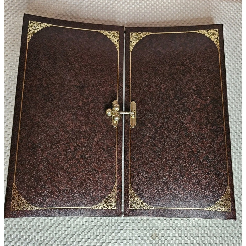 Vintage 1980s Fotodisplay Photo Album - Gatefold Faux Leather Book with Brass.